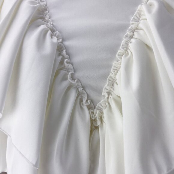 Coastal Cowgirl Victorian White Blouse Flaunt Ruffles Front&Back Yakuza s S-M - Picture 8 of 15